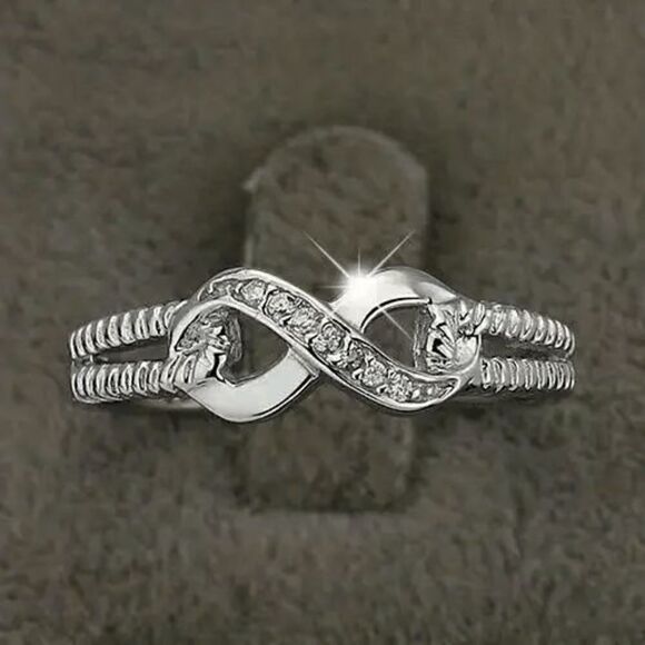Infinity Silver Plated Diamond Ring - Picture 1 of 5